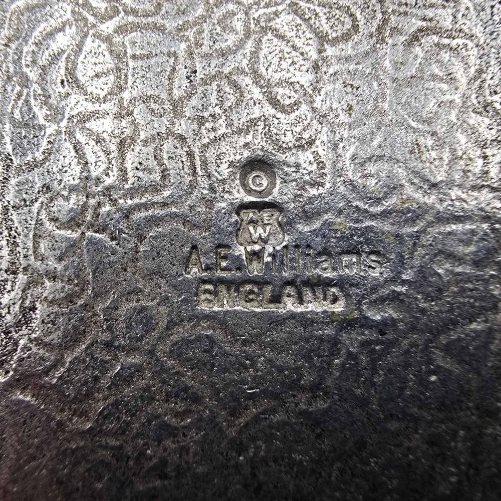 A.E. Williams Celtic Knot Pewter Trinket Box Blue Velvet Lining Made in England